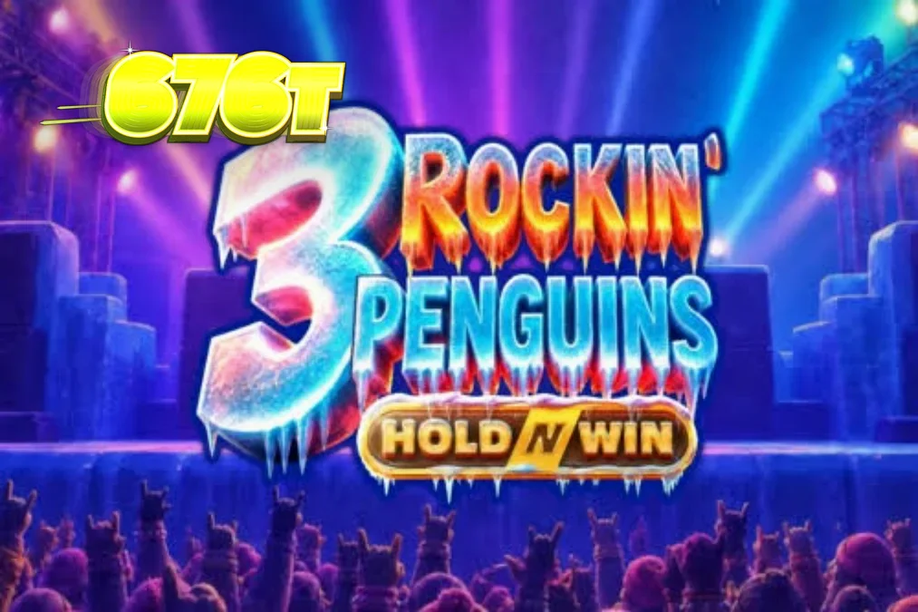 Pinguins punk rock em um palco de gelo no slot 3 Rockin’ Penguins